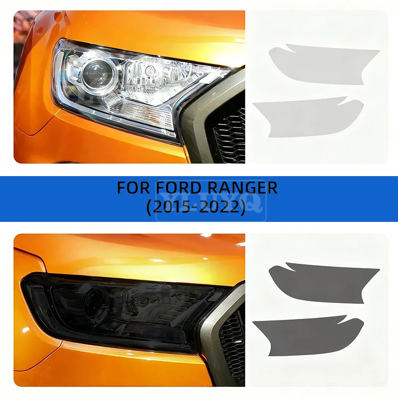 Für Ford Ranger 2012 2013 2014-2022 Vorgeschnittene Scheinwerferfolie Autolackschutzfolie Autofolierung Schutzfolie Transparente Rauchfolie Aufkleber
