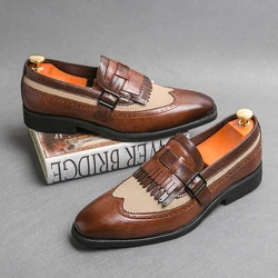 Trendy New Men's Loafers Spliced with Fashionable Business Casual Shoes Men's Low Top Shoes Pointed Versatile Free Delivery