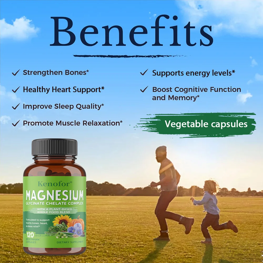 Magnesium Complex Capsules, Support Bone Muscle Heart Health, Muscle Relaxation, Improve Sleep Quality, Soothe Stress & Tension