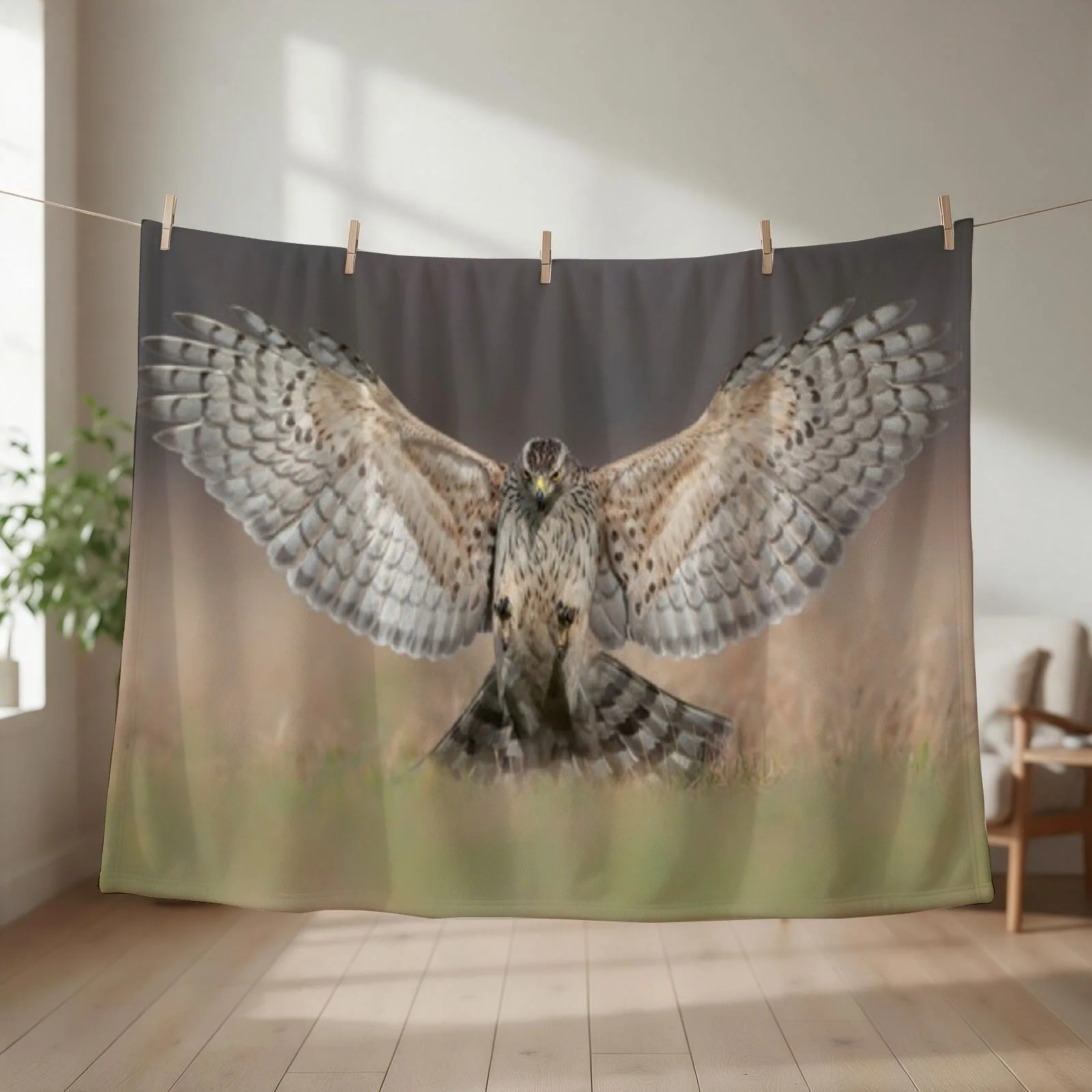 Northern goshawk (Accipiter gentilis) attacking Throw Blanket Large heavy to sleep Furry Hair Blankets