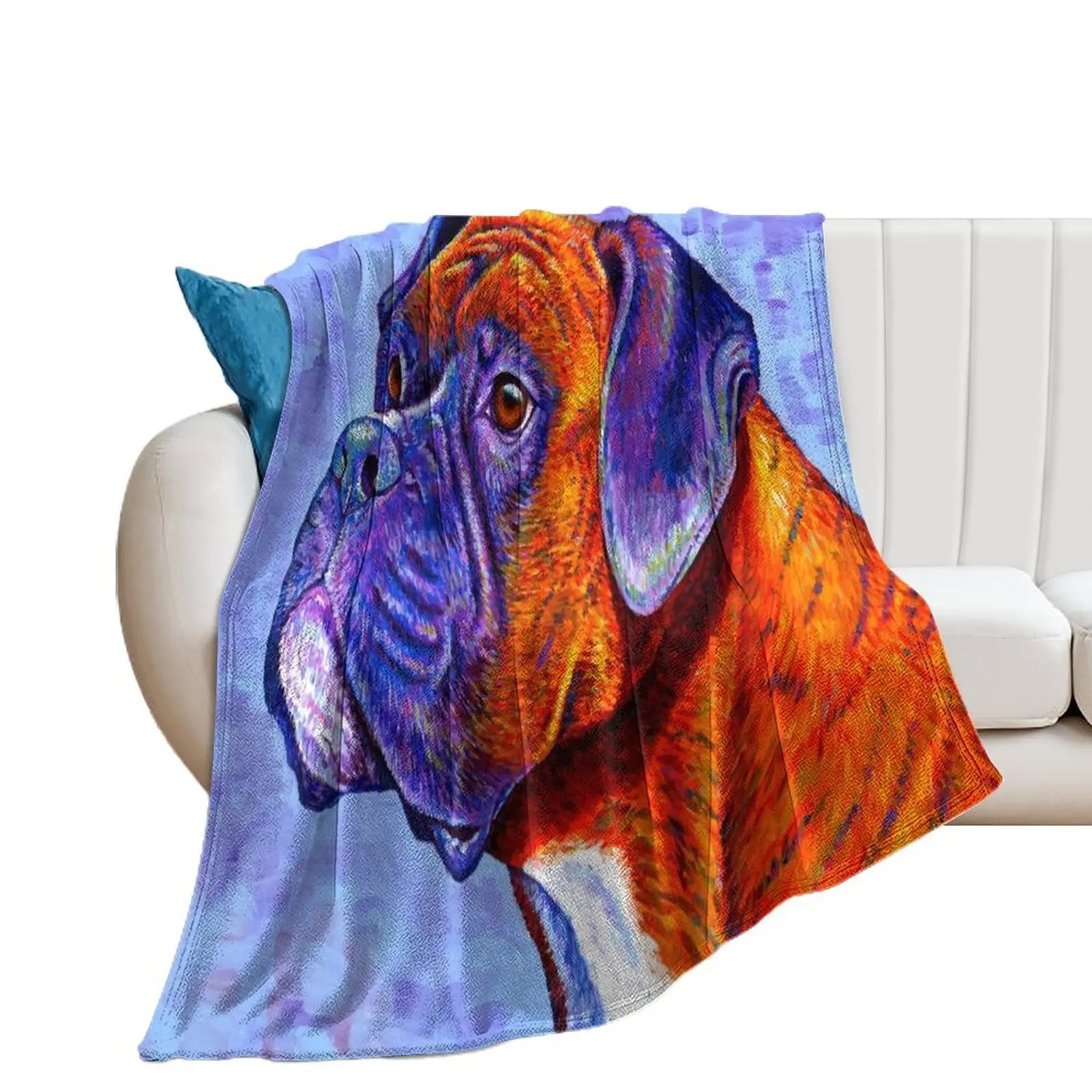 Devoted Guardian - Colorful Brindle Boxer Dog Throw Blanket for winter Tourist for sofa Blankets