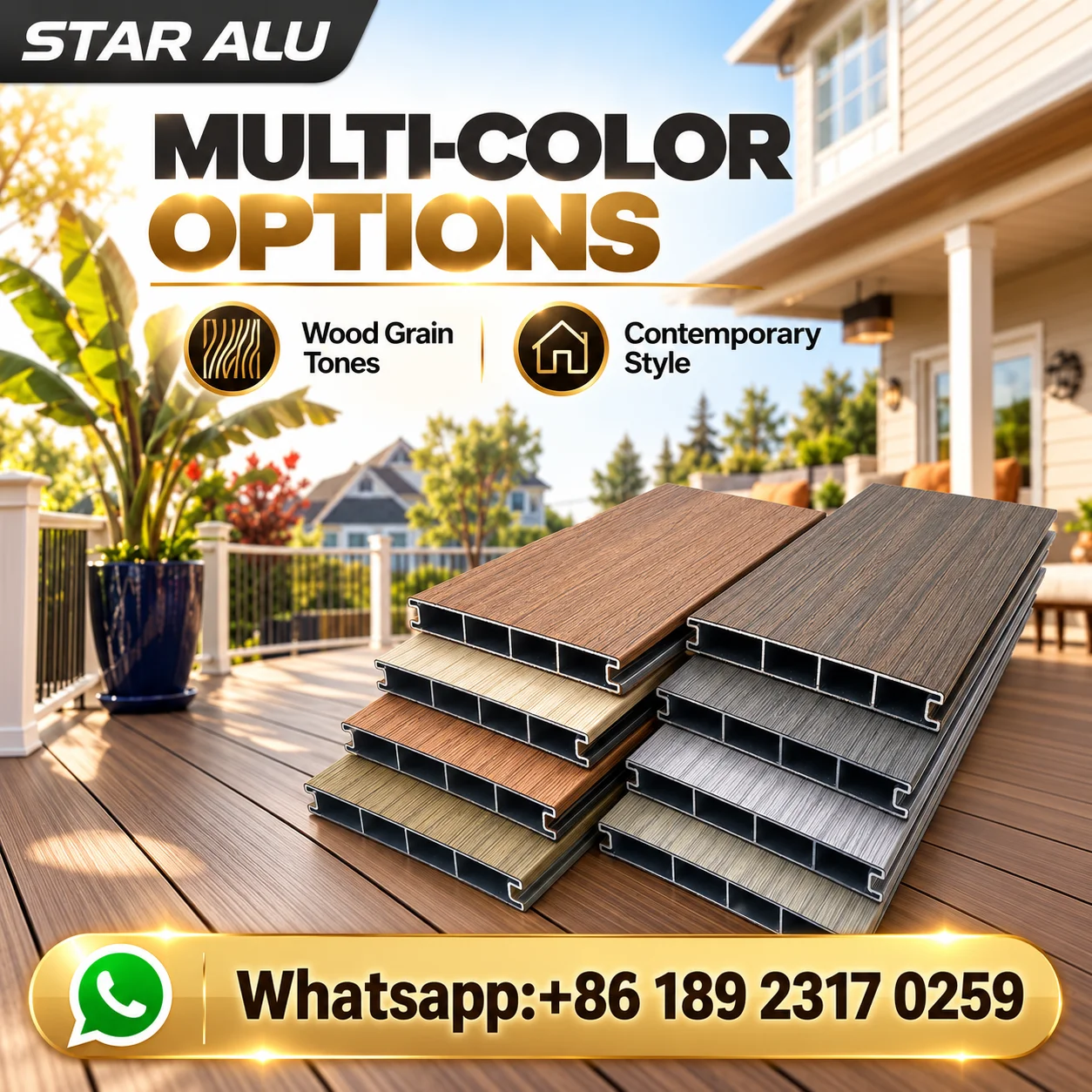 Waterproof Aluminum Wood Grain Decking Outdoor Patio Terrace Balcony Interlocking Floor Heavy Duty Custom Size Fireproof