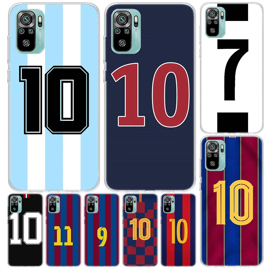 FootBall Número 7 10 30 Capa Para Xiaomi Redmi Nota 14 13 12S 12 11 Pro Plus Capa de telefone 11S 10S 10 11E 11T 14Pro 13Pro Impressão Coq