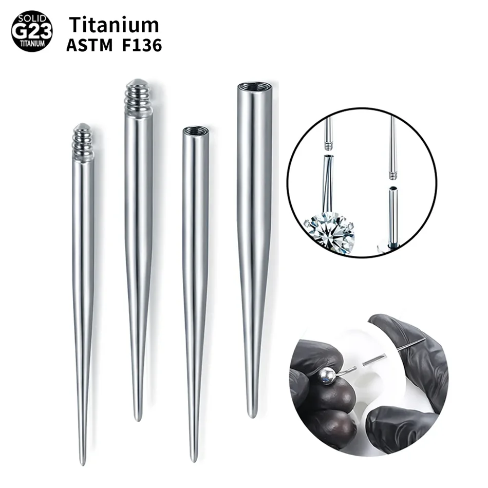 G23 Titanium Insertion Pin Taper for Threadless Jewelry 12/14/16G Nostril Piercing Taper Push in Earrings Body Piercings Tool