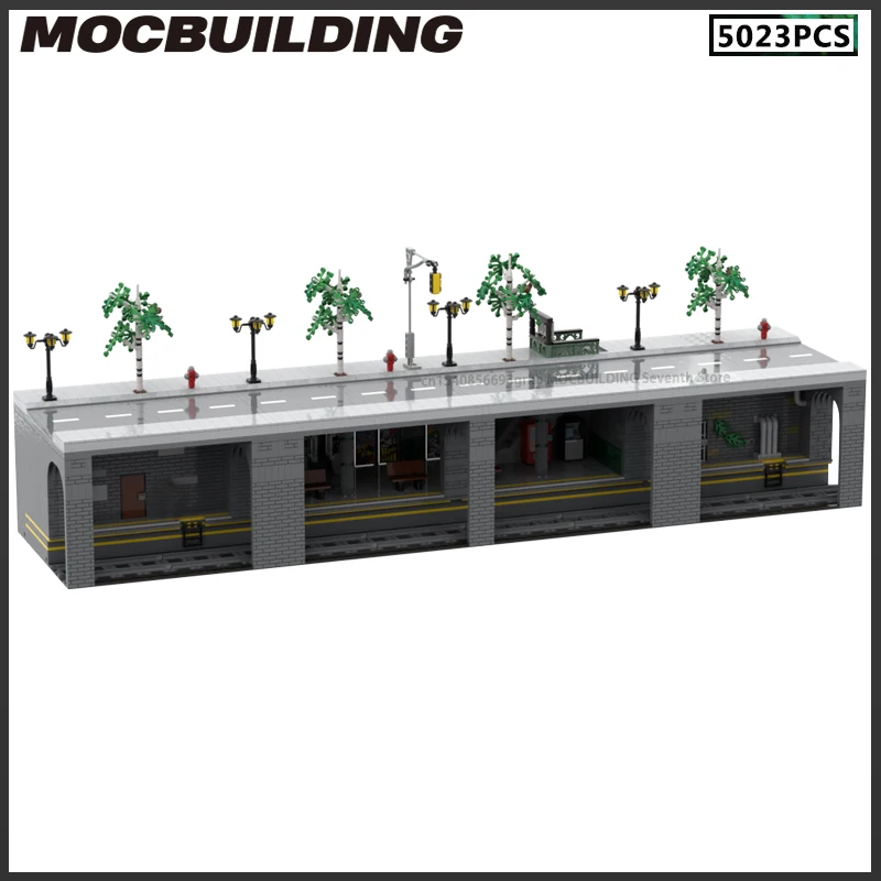 City Train MOC Building Blocks Underground Metro With Extension Display Station Model DIY Assembly Technology Bricks Toys Gifts