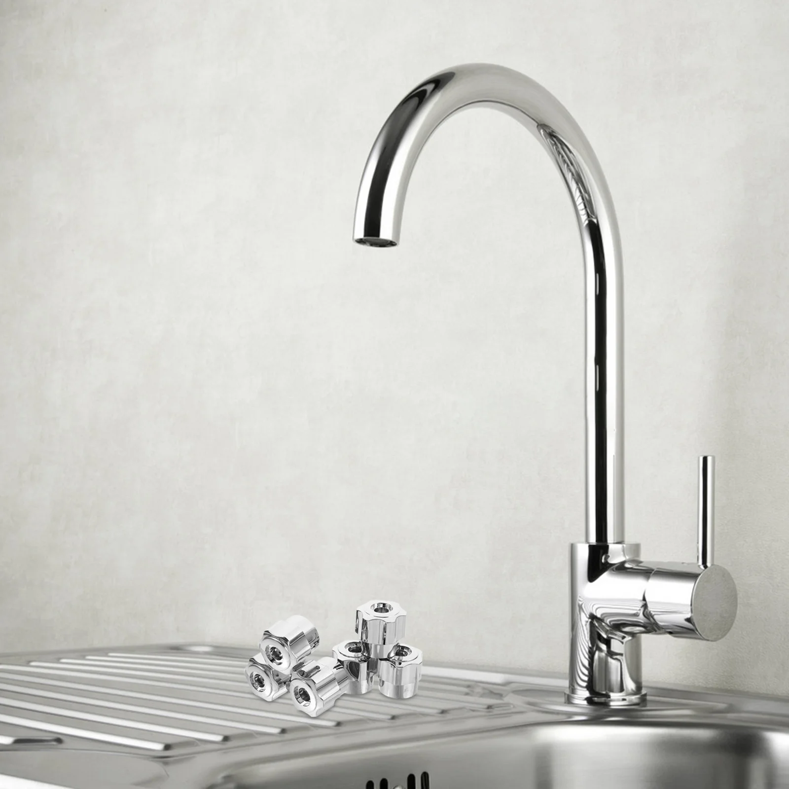 มือจับก๊อกน้ำอะลูมิเนียมอัลลอยด์ 6 ชิ้น สำหรับเปลี่ยน ห้องน้ำ ฝักบัว อ่างอาบน้ำ วาล์วน้ำร้อนน้ำเย็น 10 กรัม สำหรับติดตั้งอ่างล้างหน้า อ่างอาบน้ำ