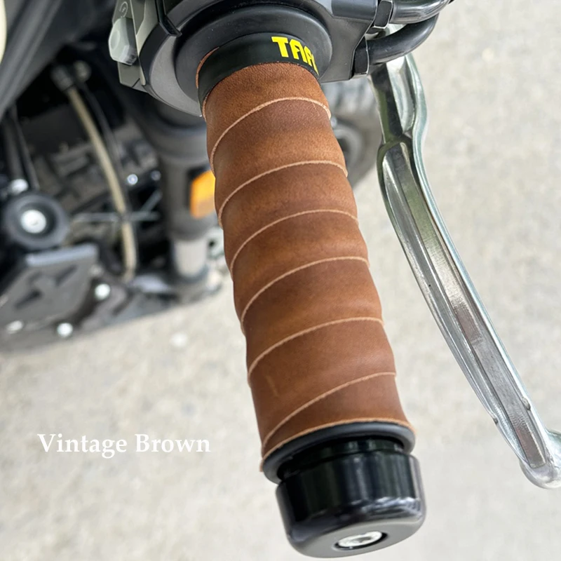 Cowhide Leather Motorcycle Grips Tape 25mm 65cm Road Bike Motocross Handlebar Wrap Enduro Accessories for Yamaha MT 07 Harley ..