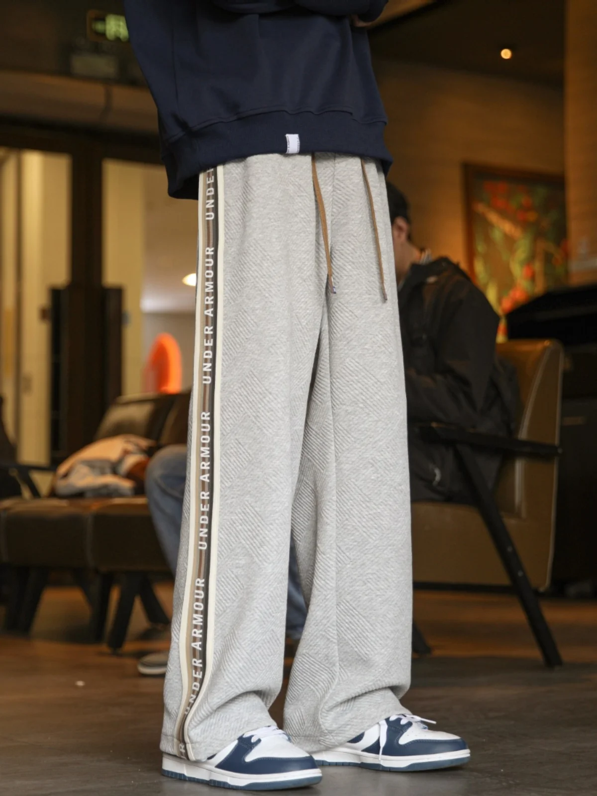 

Men's Casual Sports Pants Spring Autumn Trendy Loose Wide Leg Pants High End Straight Floor-Length Pants Casual Sport Sweatpants
