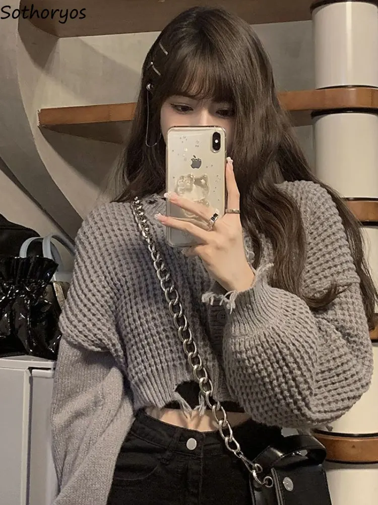

Cardigan Women Personality Loose Simple Design Pure New Crop Sexy All-match Streetwear Korean Style Autumn Sweater Tassel Ladies