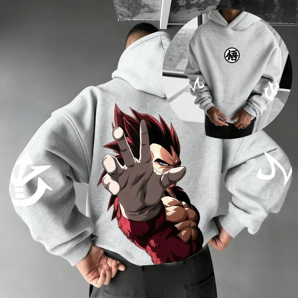 가을 겨울 플리스 일본 애니메이션 드래곤볼 후드티 남녀 공용 후드티 루즈핏 스웨트셔츠 유니섹스 가을 따뜻한 캐주얼