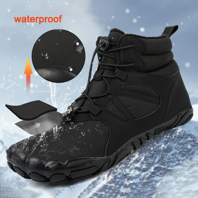 Men Women Waterproof Winter Boots Snow Barefoot Casual Shoes Outdoor Warm Work Shoes Ankle Shoes for Trekking Climbing Hiking