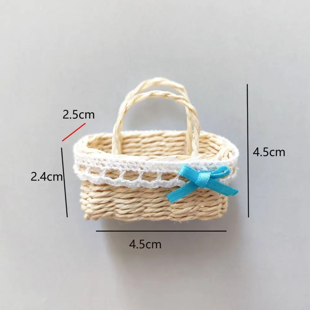 Mini cesta para casa de muñecas en miniatura, cesta tejida a mano a la moda hecha a mano, cesta de vid de papel DIY para muñecas BJD/para muñecas Ob11