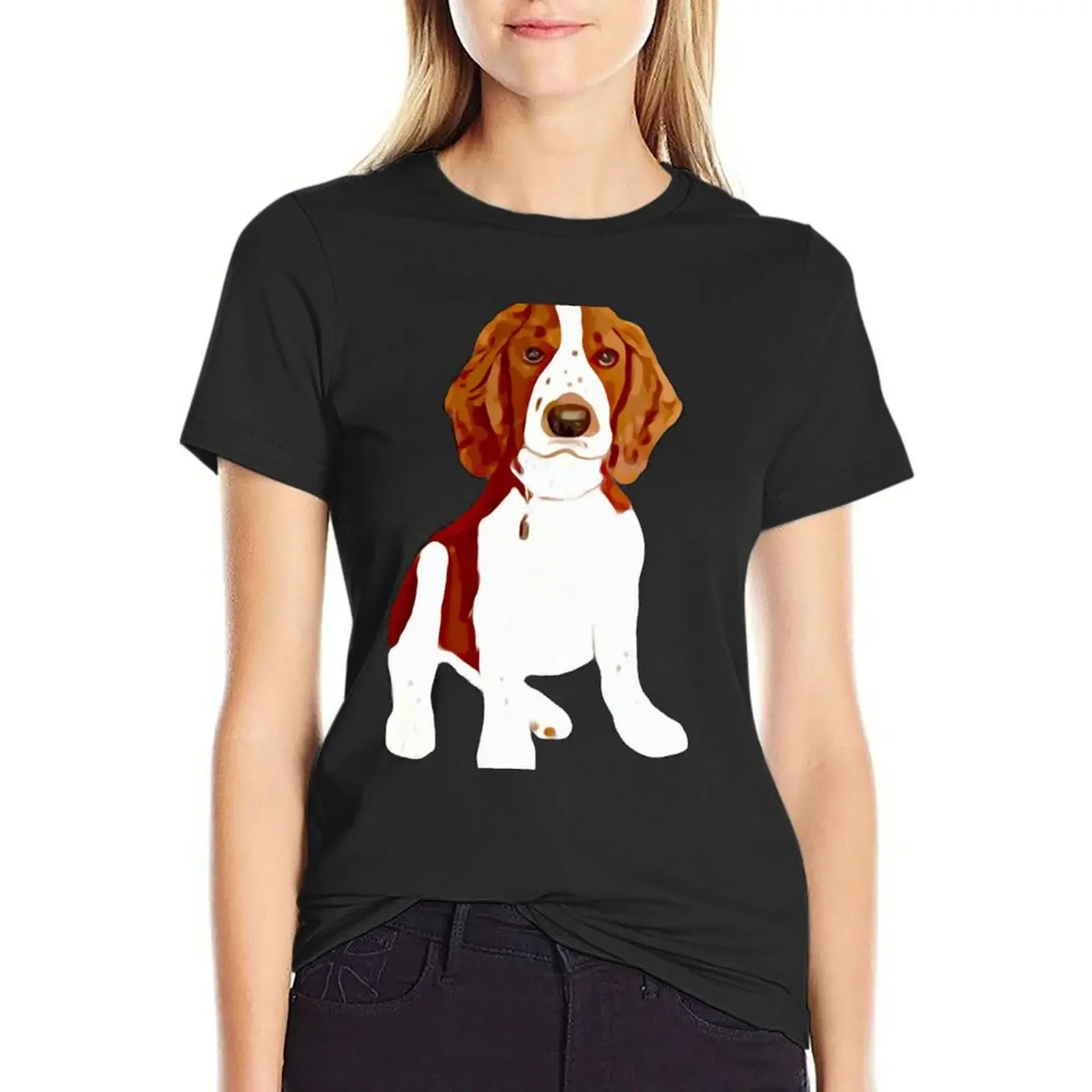 

Welsh Springer Spaniel Puppy Art T-Shirt Blouse oversized customs cute tops tops for Women