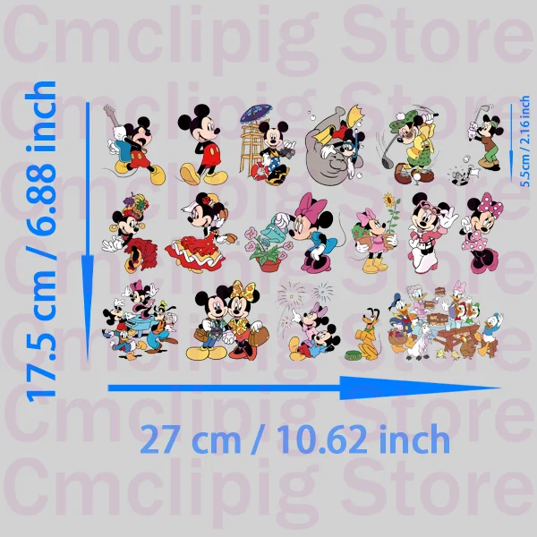 5.5 cm small size Mickey and Minnie Mouse Iron on patches DIY Sewing children stripes appliques vinyl stickers