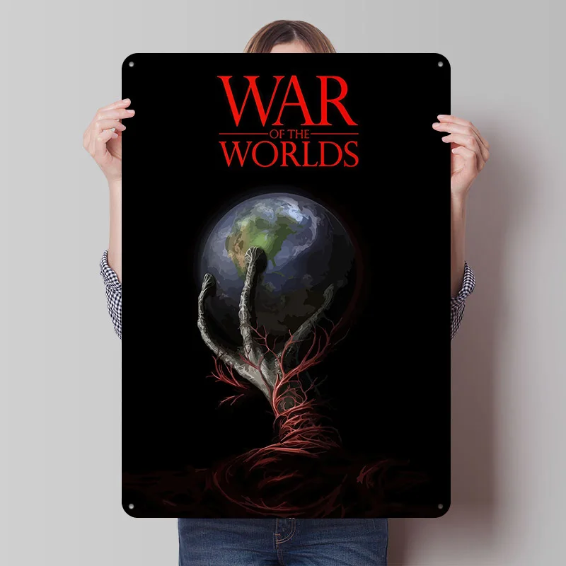 War of the Worlds Earth Invasion Blechposter, individuelle Wandkunst, Vintage-Metallschilder, Retro-Blechplakette für moderne Heimdekoration