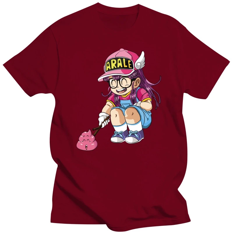 Arale Design Dr Slump japońska Manga czarna koszulka Homme T Shirt 100% bawełniane męskie ubrania z krótkim rękawem