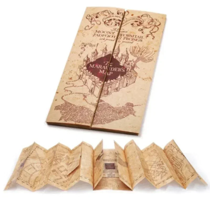 Hogwarts School Harries Ticket Marauder\'s Map Potters School of Witchcraft and Wizardry Brown Paper Treasure Map Christmas Gift