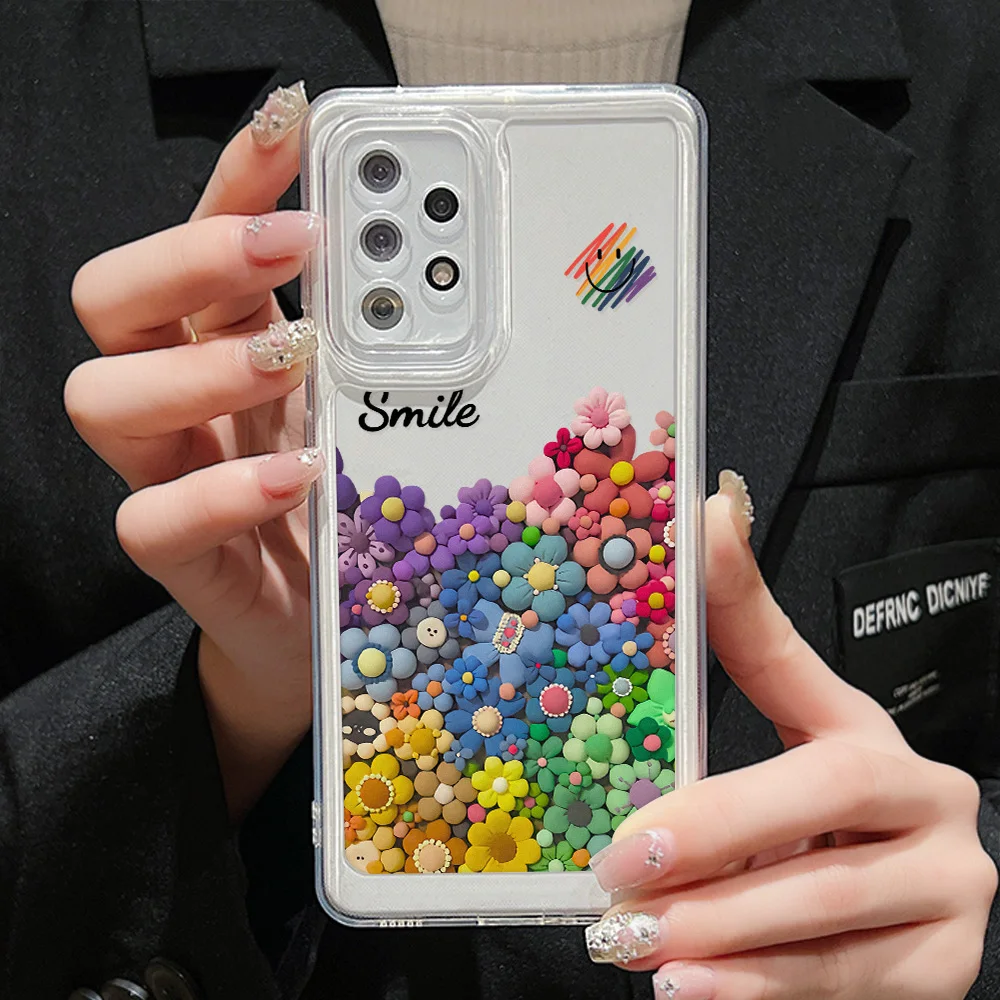 Flower Smile Phone Case For Samsung A54 5g Case S23 A24 A34 A53 5g A35 A14 A32 A05 A23 A33 A52 A71 S21 FE S22 S23 Ultra Cover