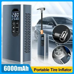 6000mAh Car Air Pump Aluminum Alloy Cordless Portable Tire Air Pump Car 150PSI for Car Bicycles Motorcycles Balls - Dual-purpose