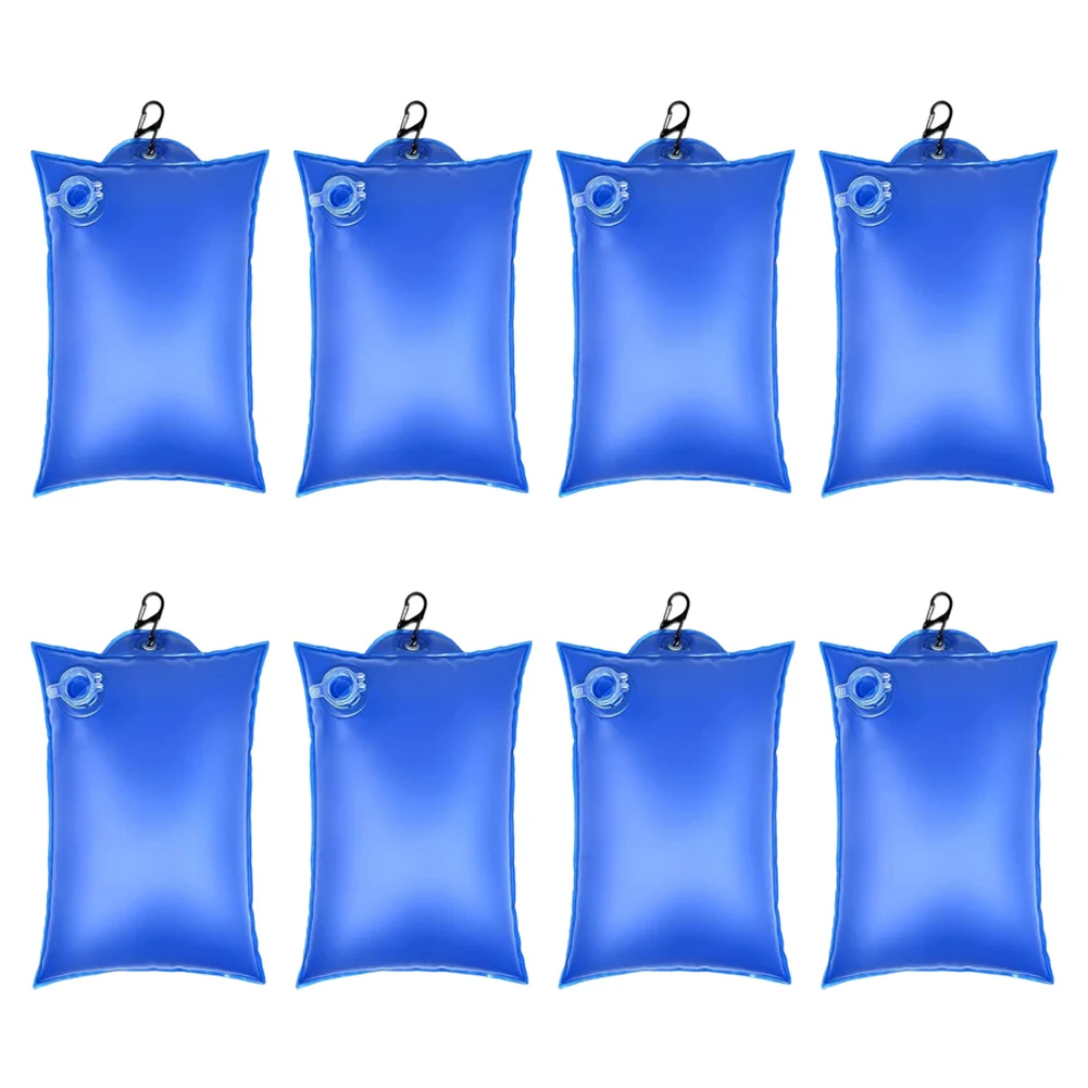 8-Pack Blue PVC Winter Pool Cover Weight Bags With Hooks, 21x35cm Rectangular Weight Bags Above-Ground Swimming Pool Accessories