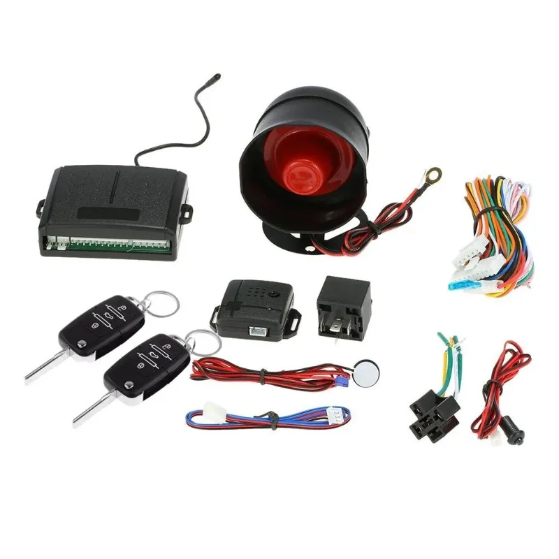 

Комплект автомобильной сигнализации 12В с центральным замком и защитой от угона, дальность действия 80 м, односторонняя связь