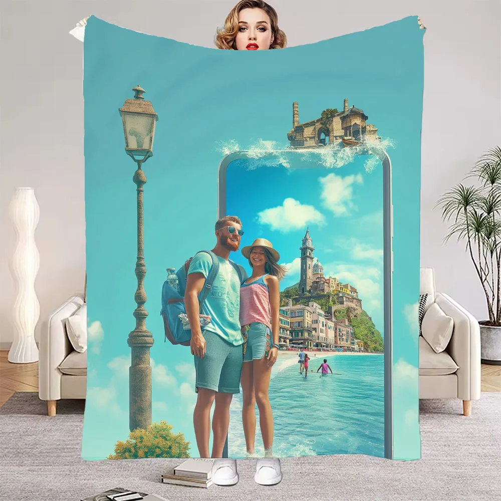 

Новое одеяло с обоями для мобильного телефона 2025 года, индивидуальный принт по запросу, дропшиппинг, теплые пледы для членов семьи, друзей