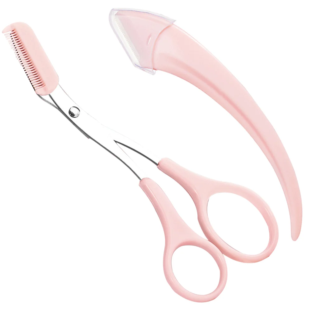 Face Trimmer for Men Eyebrow Scissors with Comb Dual Purpose Women Pink Shaper Mini Eyebrows Man