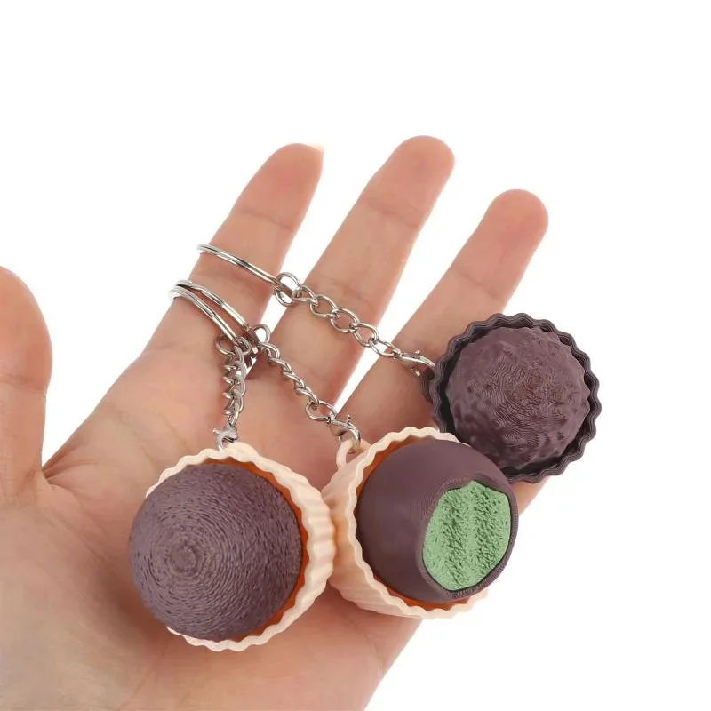 Funny Push Stress Relief Sensory Toys Simulated Chocolate Keyboard Keychain Fidget Toys 3D Chocolate Clicker for Kids Adults