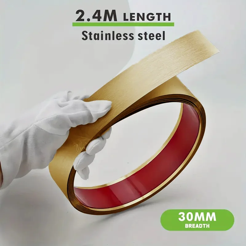 2.4-Meter-Long Stainless Steel Decorative Strip, High-End Matte Surface, Modern Style Metal Edging Strip