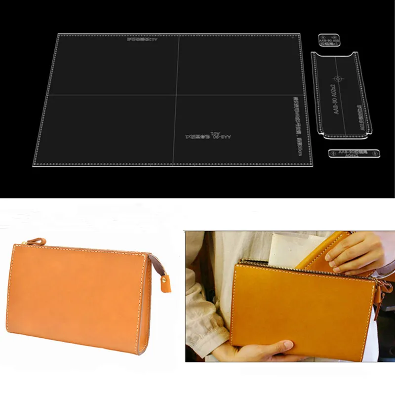 1set Leather Craft Clear Acrylic Clutch Bag Handbag Pattern Stencil Template Tool Set DIY Kit