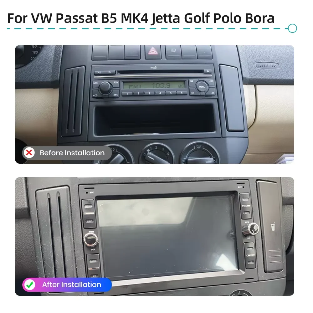 CarPlay 7'' Android 14.0 Car Player 8+128G rom Radio car radio For VW Passat B5 MK4 Jetta Golf Polo Bora Multimedia Radio 2 din - view 2