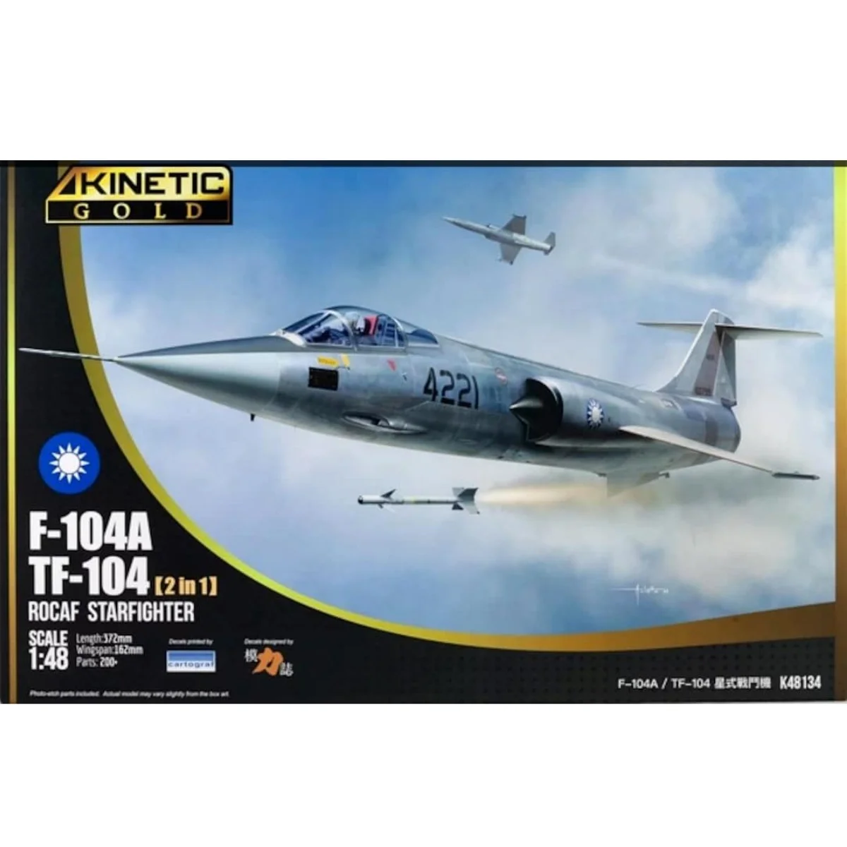 Kinetic K48134 1:48 Starfighter F-104A/TF-104 (2 In 1) Military Aircraft Plane Kit
