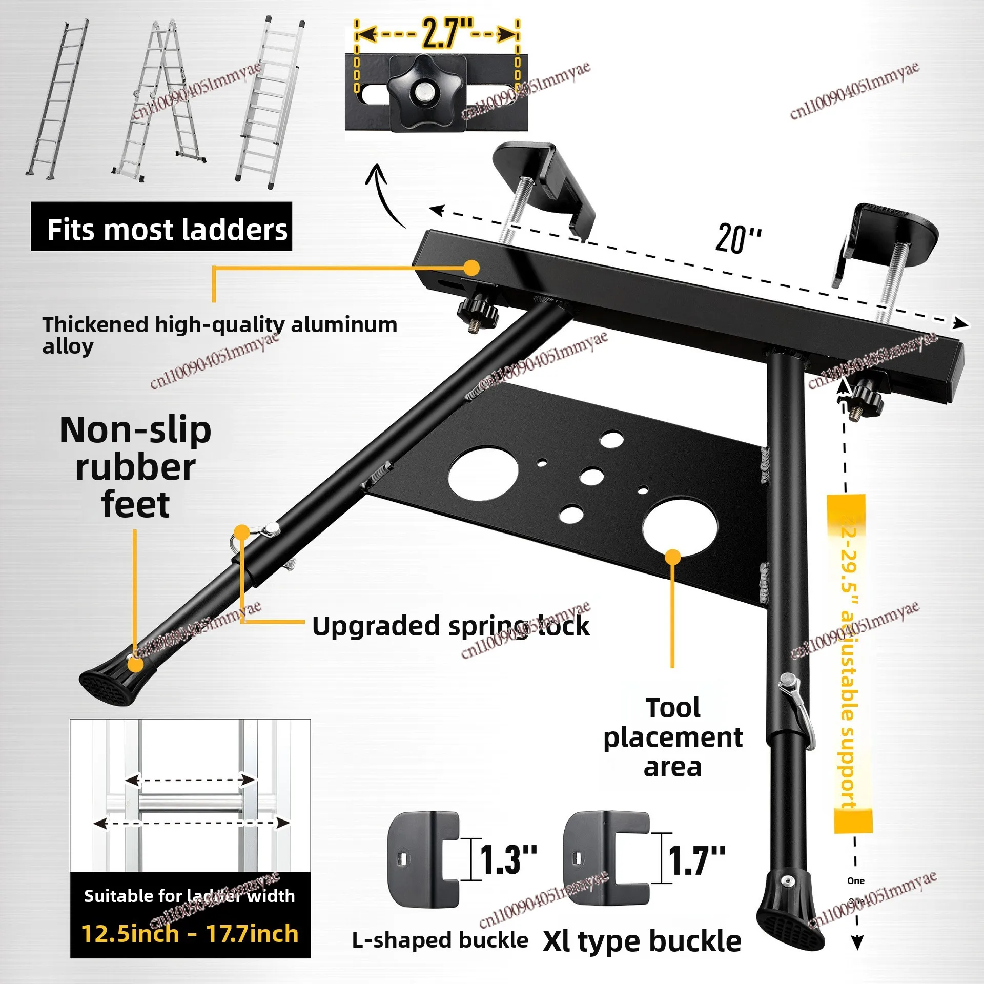 Household Wall Mounted Sky Ladder Hook Aviation Aluminum Adjustable Outriggers Ladder Stabilizer Holder Bracket