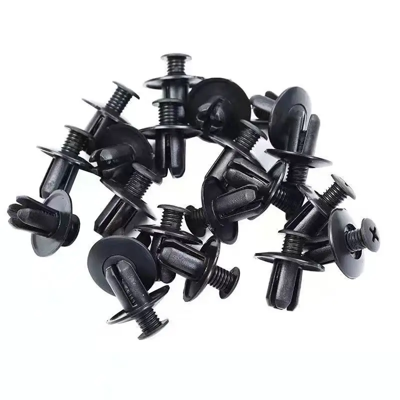 Remaches de plástico para parachoques de coche, tornillos de sujeción de 8mm, guardabarros negro, Clips de sujeción para Toyota, Focus, Kia, Nissan,