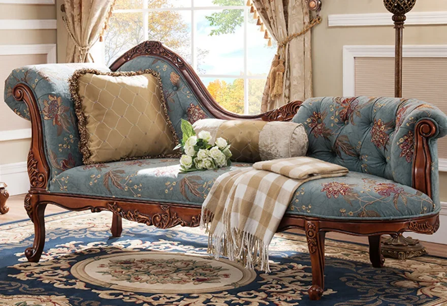 

Американский стул-наложница из цельного дерева, ткань для маленькой квартиры, спальни, ленивый диван