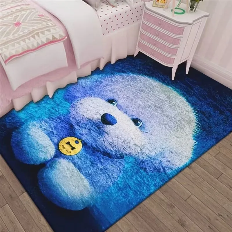 Diamondmax Velvet 3D Bedroom Carpet Living Room Bedside Carpet Swan Erasable Bedside Floor Mat Washable Carpet