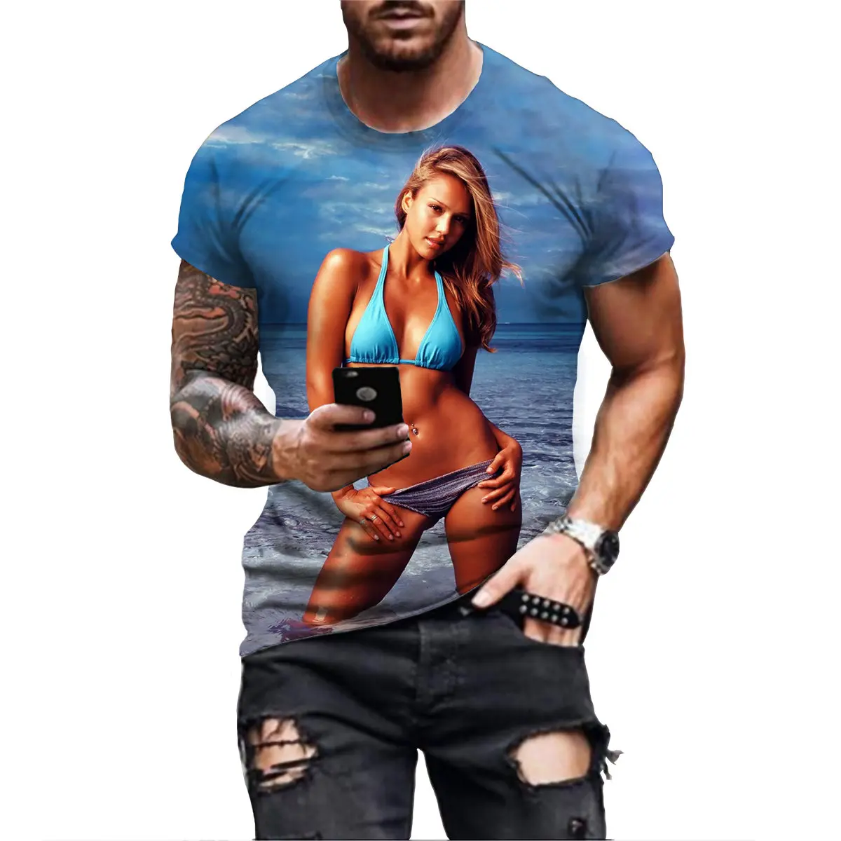 Sexy Girls T-Shirt 3D Print Men Harajuku Style Hip Hop Short Sleeve Streetwear Beauty Bikini Model Print Fashion Tee