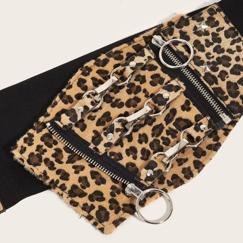 Cadena cintura ancha debajo del pecho con estampado leopardo, cadena Punk, cinturón vaquera para mujer, fiesta envío