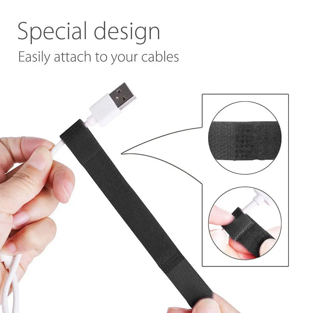 20Pcs Candy Color Reusable Cable Straps Nylon Hook Loop Fasteners Strong Adhesive Low Profile Cord Organizer for Electronics