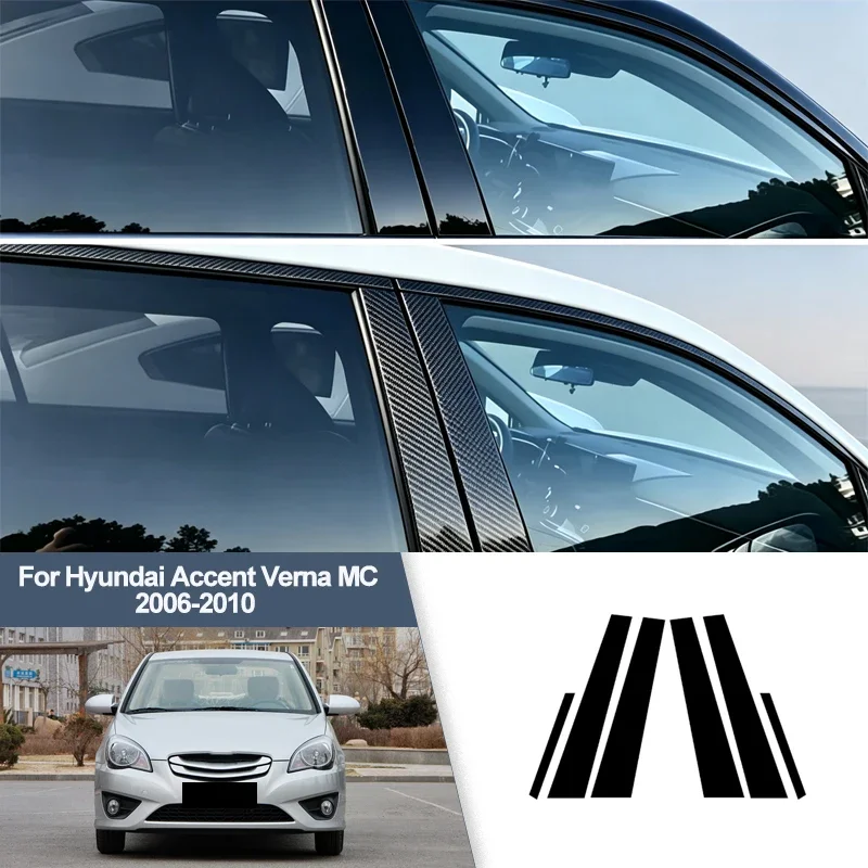 For Hyundai Accent Verna MC 2006-2010 B/C Pillar Post Stickers PC Window Middle Pillar Trim Decorative Car Exterior Parts