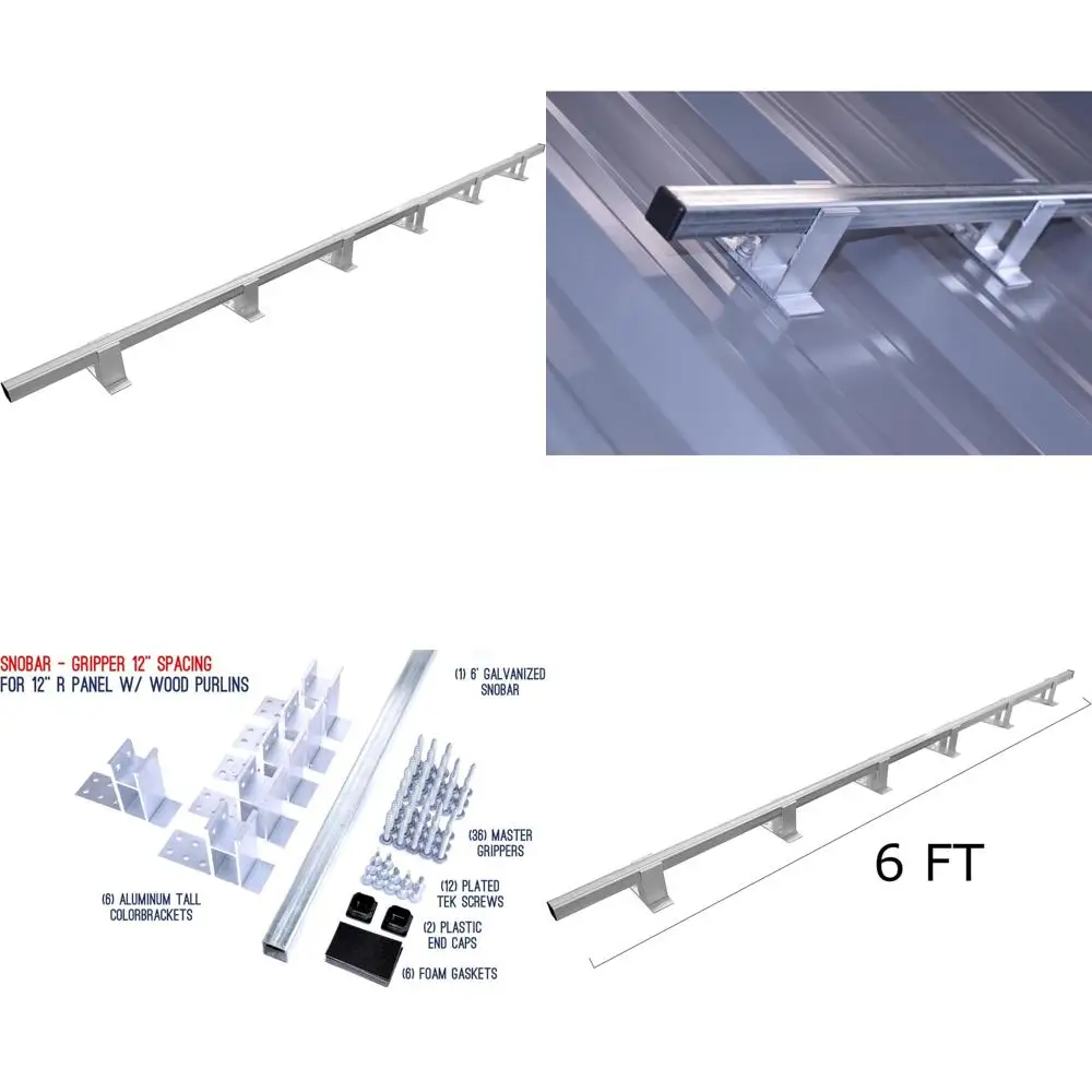 مجموعة قضبان الثلج المصنوعة من الفولاذ المجلفن والألومنيوم شديدة التحمل للأسطح المعدنية المزودة بأقواس وأغطية نهاية ومسامير - تركيب لولبي سفلي