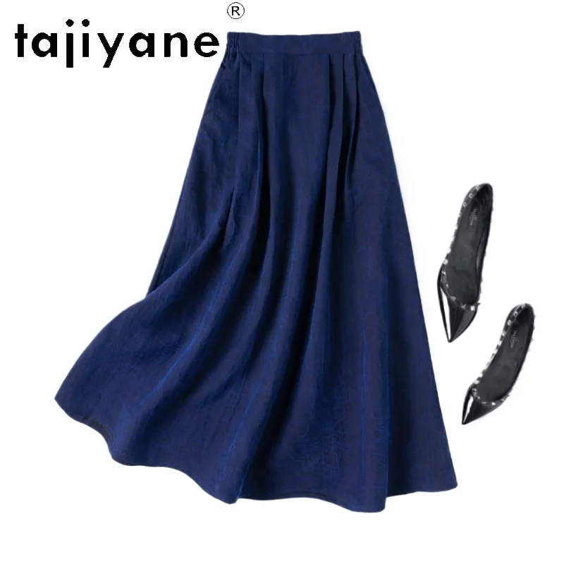 

TAJIYANE 100% Шелковые юбки из тутового шелкопряда для женщин, сапфирово-синие, Xiangyun Sha Long, летние юбки А-силуэта, женская одежда 2026 юбка