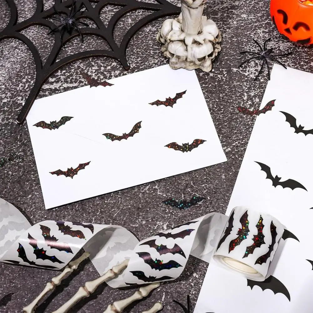 Peel Stick Bat Decals Pink Black Bat Stickers Sparkly Halloween Bat Sticker Rolls Pink Black Decals for Coloring Book for Party