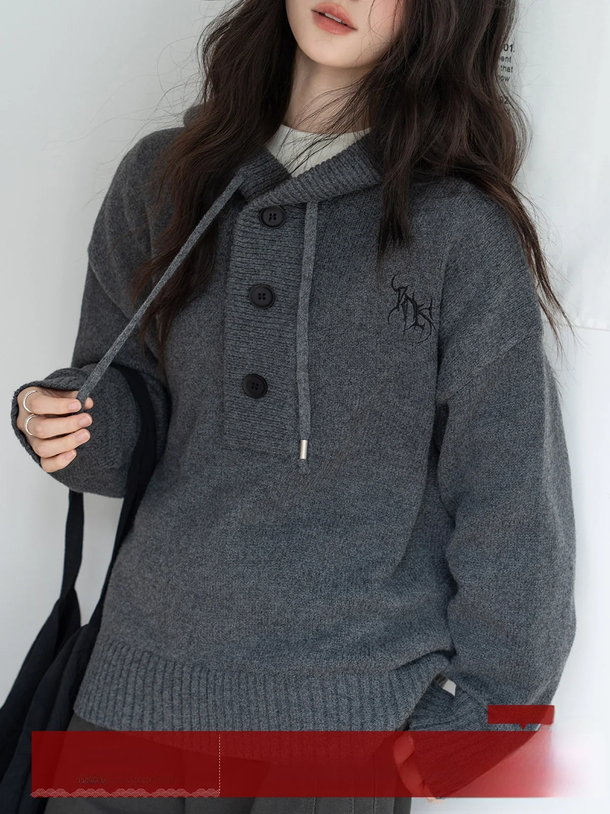 

MoZao Women's Thiened Hoodie Knitwear ey Winter Loose Inner Wear Outerwear Suitable Commute Sle Warmth Heating Long Sve