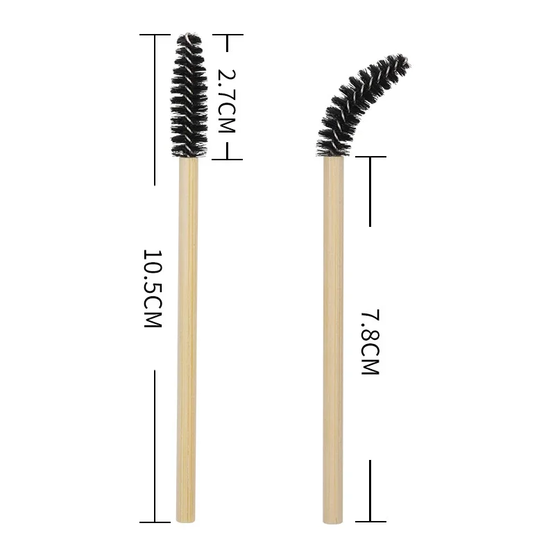 Brosse à cils avec manche en bambou, applicateur de mascara, pinceaux de maquillage, outil d'extension de cils, 50 pièces, 100 pièces