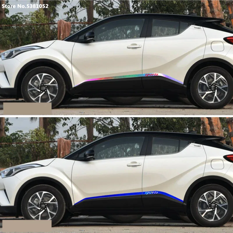 Dla Toyota CHR 2021 2020 2019 2018 2017 akcesoria modyfikacja samochodu naklejki boczne Garland spersonalizowane talii Protector