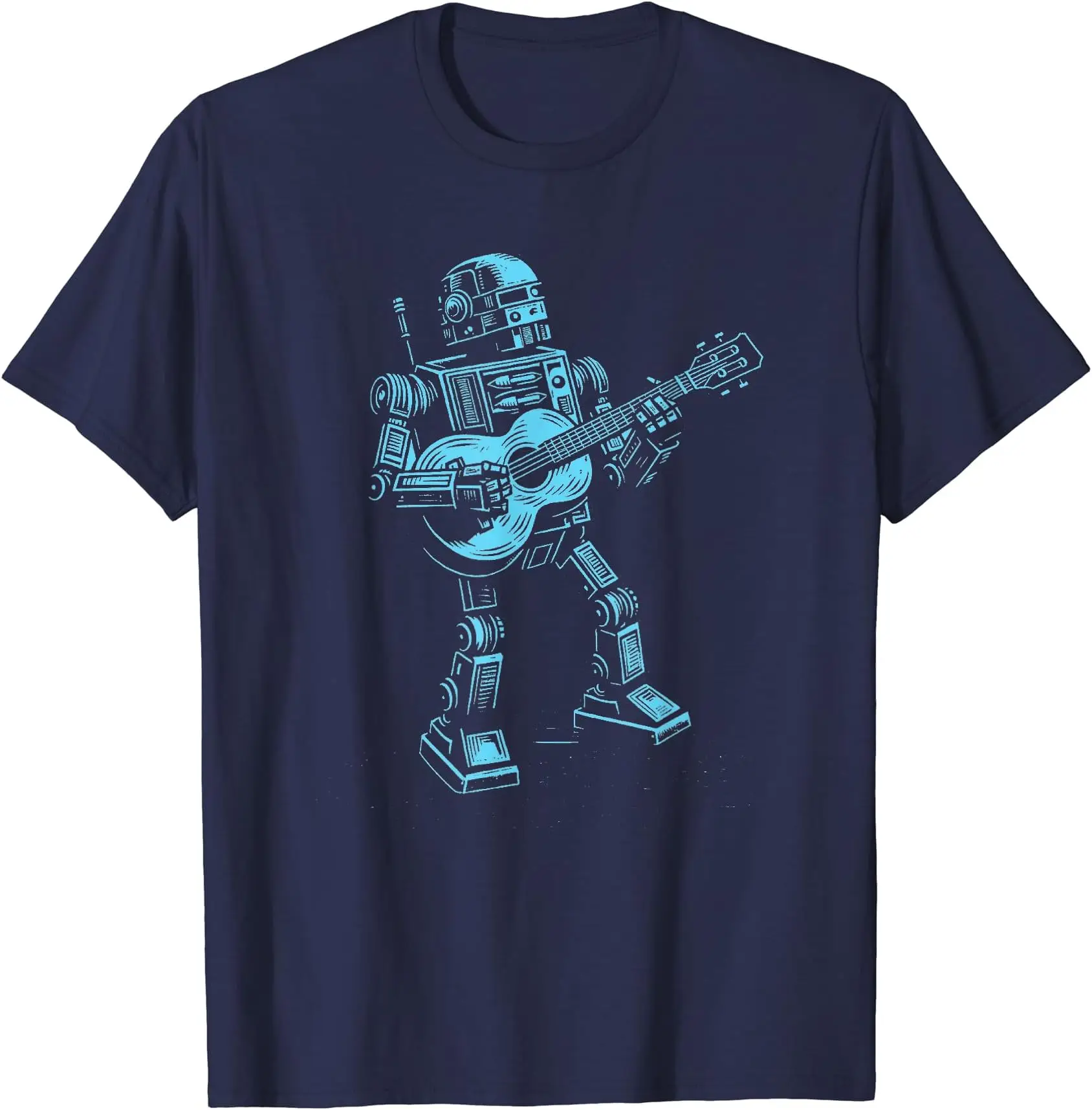 Robot Rocker Acoustic Guitar Player T-Shirt Anime Graphic Men Clothing  Tees Y2K tops Unisex Summer Short Sleeve