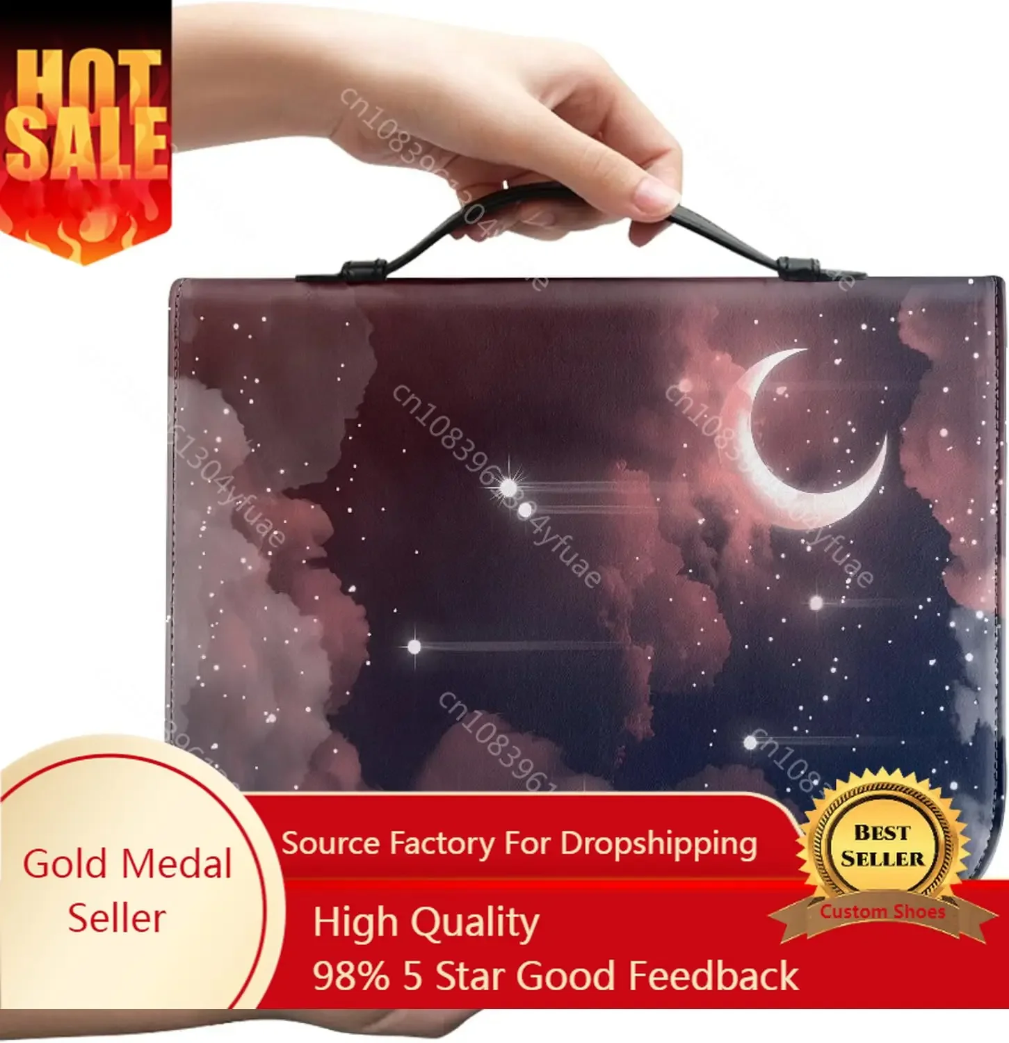 

Moon Star Space Bible Cover for Kid Leather Bible Covers for Women with Handle and Zipper Bible Carrying Cases Christian Gift