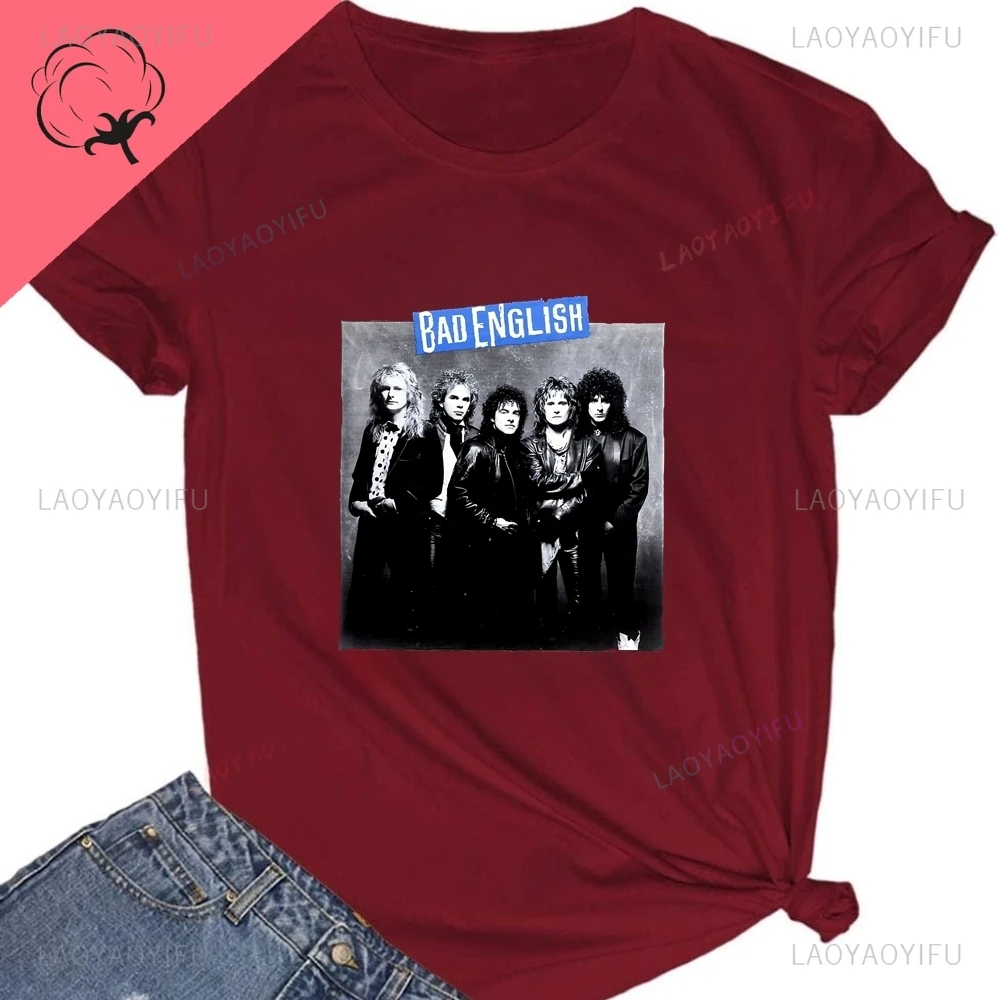 Retro New Style Bad English Rock Band Men's and Women's Universal Shirt with Pattern, Pure Cotton T-shirt #6