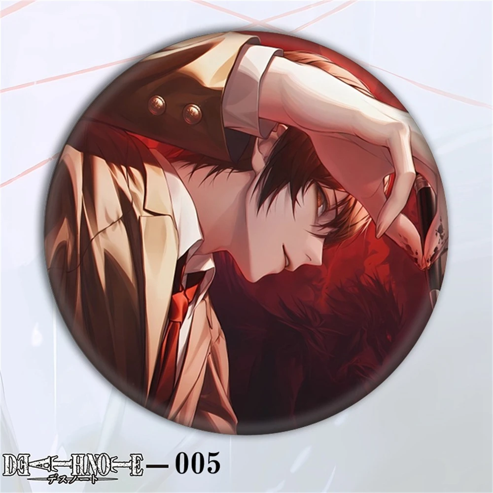 58Mm Anime DEATH NOTE Yagami Light Misa Amane Ryuk Cosplay KOSTUM Pin Lencana SPTE Tinplate Bros Prop Hadiah